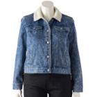 Juniors' Plus Size Mudd&reg; Sherpa-lined Jean Jacket, Teens, Size: 1xl, Blue Other