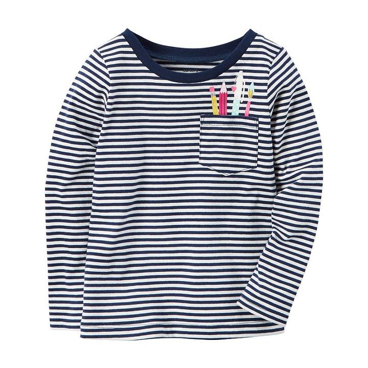 Girls 4-8 Carter's Striped Pocket Tee, Size: 6x, Navy Stripe