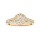 10k Gold 3/8 Carat T.w. Diamond Cluster Halo Engagement Ring, Women's, Size: 8.50, White