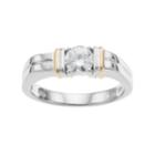 Forever Classic Men's Two Tone Sterling Silver 3/4 Carat T.w. Lab-created Moissanite Solitaire Ring, Size: 11, White
