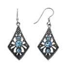 Silver Plated Simulated Crystal And Marcasite Kite Drop Earrings, Women's, Blue