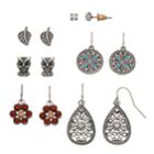 Mudd&reg; Owl, Flower, Leaf & Teardrop Nickel Free Earring Set, Women's, Multicolor