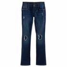 Girls 7-16 & Plus Size Mudd&reg; Ripped Double-button Skinny Bootcut Jeans, Size: 14, Dark Blue