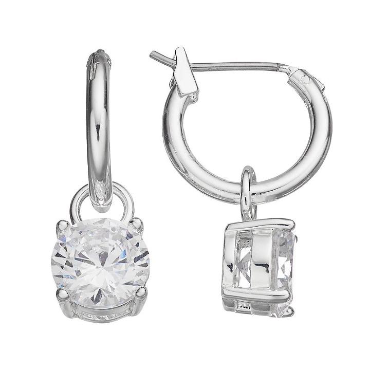 Dana Buchman Cubic Zirconia Hoop Earrings, Women's, White