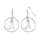 Dayna U Alabama Crimson Tide Sterling Silver Logo Charm Hoop Drop Earrings, Women's