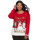 Juniors' Plus Size It's Our Time #squad Goals Holiday Sweater, Teens, Size: 3xl, Red Other