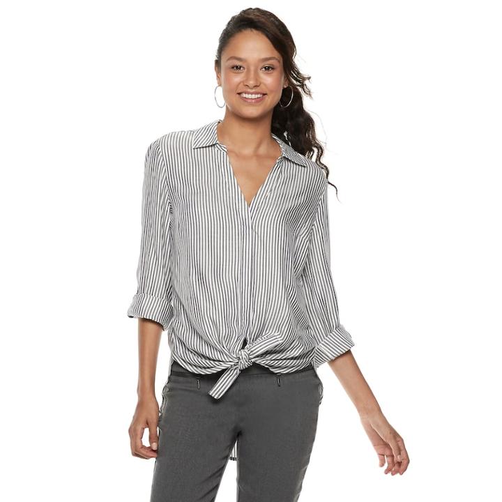 Juniors' Candie's&reg; Tie Front Tunic, Teens, Size: Large, White