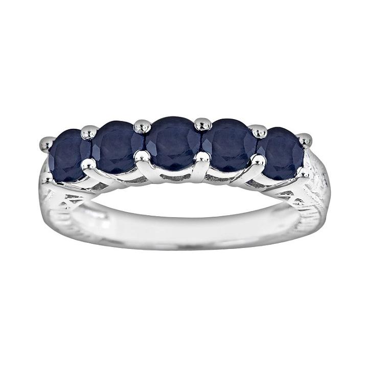 Sterling Silver Sapphire Five-stone Ring, Women's, Size: 6, Blue