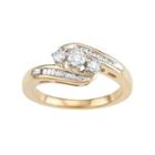 10k Gold 1/2 Carat T.w. Diamond 3-stone Bypass Ring, Women's, Size: 6, White
