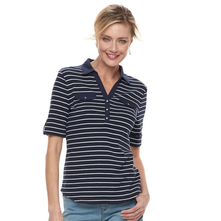 Women's Croft & Barrow&reg; Utility Polo, Size: Medium, Blue