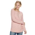 Women's Sonoma Goods For Life&trade; Lattice Cable-knit Crewneck Sweater, Size: Large, Lt Orange