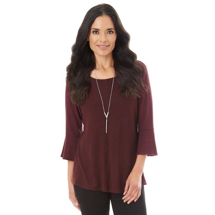 Women's Apt. 9&reg; Mitered Bell Sleeve Top, Size: Medium, Drk Purple