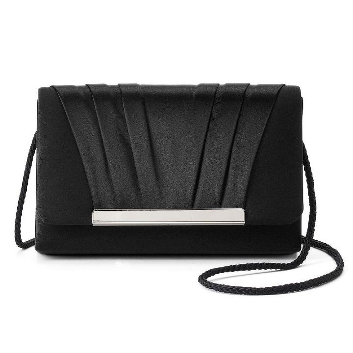 Gunne Sax By Jessica Mcclintock Harper Satin Pleated Clutch, Women's, Black