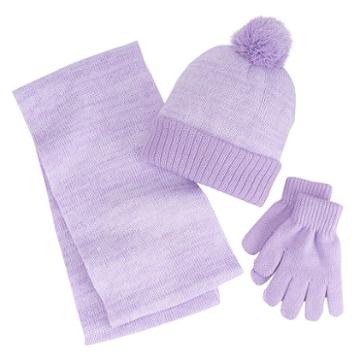 Berkshire, Girls 4-16 3-pc. Marled Infinity Scarf, Hat & Gloves Set, Girl's, Purple Oth