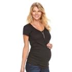 Maternity A:glow Essential Ruched V-neck Tee, Women's, Size: M-mat, Black