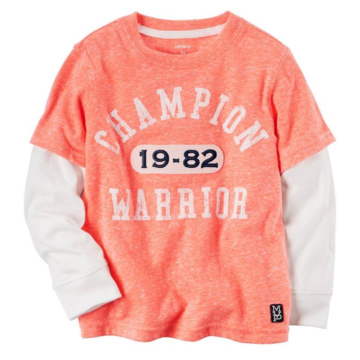 Boys 4-8 Carter's Champion Warrior Mock-layered Long Sleeve Graphic Tee, Boy's, Size: 7, Orange