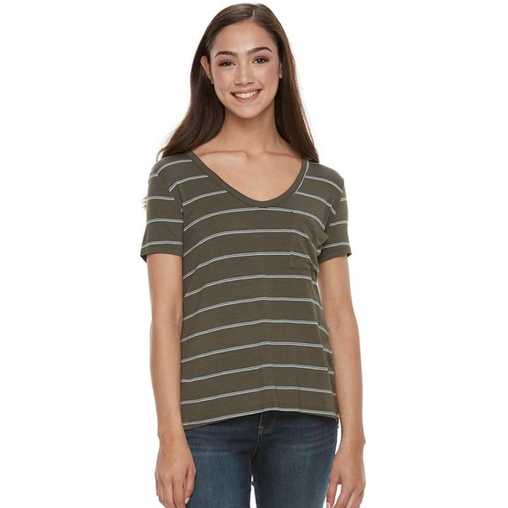 Juniors' So&reg; Voop Neck Tee, Teens, Size: Small, Dark Green