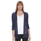 Women's Croft & Barrow&reg; Open Front Cardigan, Size: Large, Blue (navy)