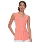 Petite Dana Buchman Pleated V-neck Tank, Women's, Size: Xl Petite, Lt Orange