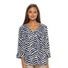 Women's Caribbean Joe Roll-sleeve Tunic, Size: Small, Blue Other