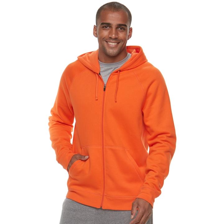 Men's Tek Gear&reg; Ultra Soft Fleece Basic Full-zip Hoodie, Size: Xxl, Med Orange