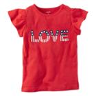 Girls 4-8 Carter's Love American Flag Graphic Tee, Girl's, Size: 5, Red
