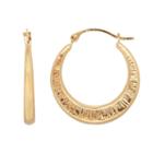 Everlasting Gold 10k Gold Textured Zebra Stripe Hoop Earrings, Women's