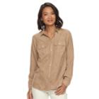 Women's Croft & Barrow&reg; Faux Suede Shirt, Size: Large, Med Grey