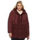 Plus Size Apt. 9&reg; Hooded Quilted Wool Blend Anorak Jacket, Women's, Size: 2xl, Dark Red