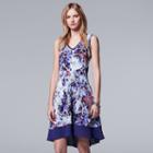 Women's Simply Vera Vera Wang Print Fit & Flare Dress, Size: Xs, Light Blue