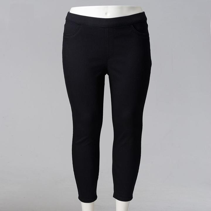 Plus Size Simply Vera Vera Skinny Capri Jeggings, Women's, Size: 16 W, Black