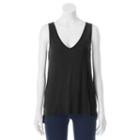 Juniors' Mudd&reg; Raw Edge Step Hem Tank, Teens, Size: Medium, Black