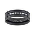1/6 Carat T.w. Diamond Black Ion-plated Stainless Steel Wedding Band - Men, Size: 9.50