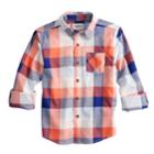 Boys 4-12 Sonoma Goods For Life&trade; Plaid Button Down Shirt, Size: 7, Med Orange