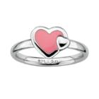 Stacks And Stones Sterling Silver Pink Enamel Heart Stack Ring, Women's, Size: 6