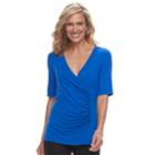 Women's Dana Buchman Printed Surplice Top, Size: Small, Med Blue