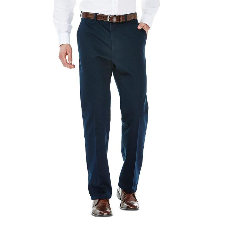 Men's Haggar&reg; Work To Weekend&reg; Classic-fit Flat-front No-iron Expandable Waist Pants, Size: 40x32, Blue