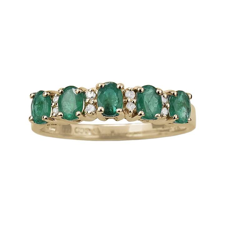 10k Gold Emerald And Diamond Accent Ring, Women's, Size: 6, Green