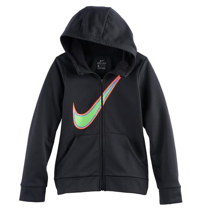 Girls 7-16 Nike Swoosh Zip-up Hoodie, Size: Small, Grey (charcoal)