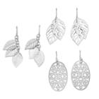 Mudd&reg; Filigree Oval & Leaf Drop Earring Set, Women's, Silver
