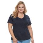 Plus Size Croft & Barrow&reg; Essential V-neck Tee, Women's, Size: 4xl, Blue
