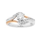Two Tone 14k Gold 3/4 Carat T.w. Igl Certified Diamond Bypass Engagement Ring, Women's, Size: 6, White