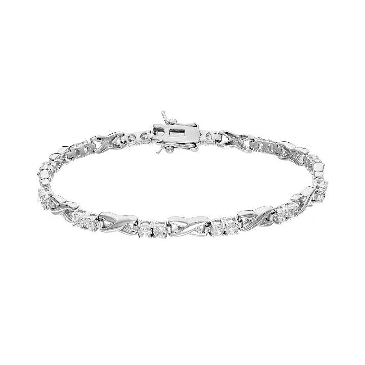 Brilliant Couture Cubic Zirconia X & O Bracelet, Women's, White