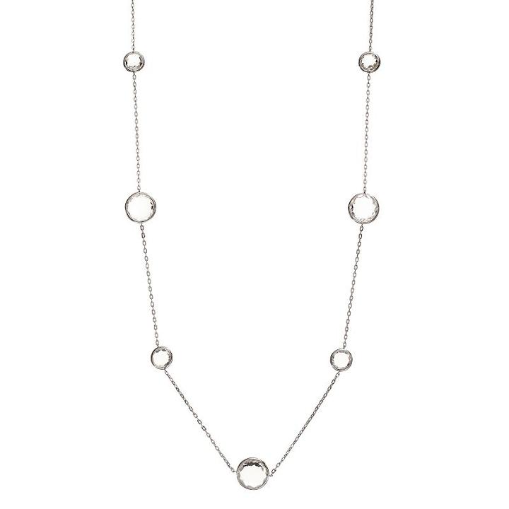 Siri Usa By Tjm Sterling Silver Silver Quartz Long Station Necklace, Women's, Size: 30, White