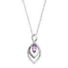 Sterling Silver Amethyst & Cubic Zirconia Marquise Pendant Necklace, Women's, Size: 18, Purple