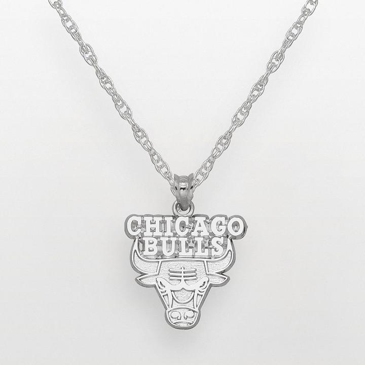 Chicago Bulls Sterling Silver Logo Pendant, Women's, Size: 18, Grey