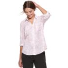Juniors' Candie's&reg; Piped Roll-tab Blouse, Teens, Size: Medium, Pink