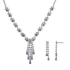 Crystal Allure Fringe Y Necklace And Linear Drop Earrings, Women's, Size: 13.5, Purple