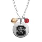 Fiora Crystal Sterling Silver North Carolina State Wolfpack Team Logo & Heart Pendant Necklace, Women's, Size: 16, Red