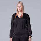 Plus Size Simply Vera Vera Wang Textured Satin Top, Women's, Size: 3xl, Black